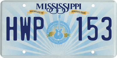 MS license plate HWP153