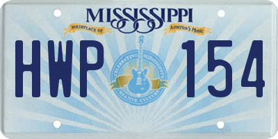MS license plate HWP154