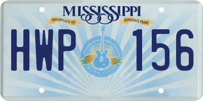 MS license plate HWP156