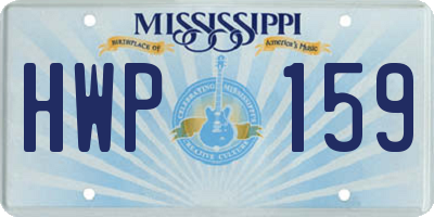 MS license plate HWP159