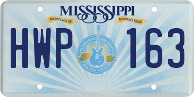 MS license plate HWP163