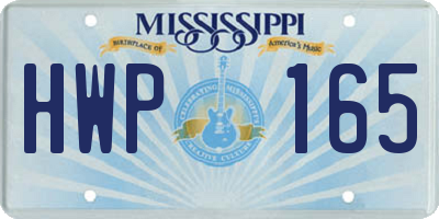 MS license plate HWP165