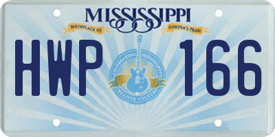 MS license plate HWP166