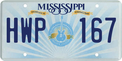 MS license plate HWP167