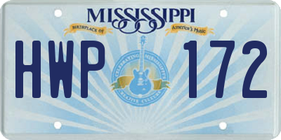 MS license plate HWP172