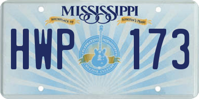 MS license plate HWP173