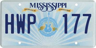 MS license plate HWP177
