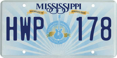 MS license plate HWP178