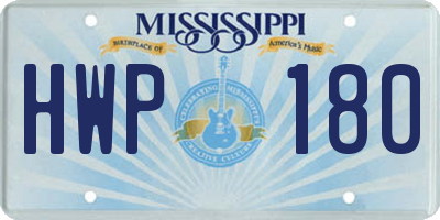 MS license plate HWP180