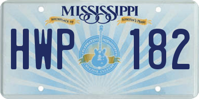 MS license plate HWP182