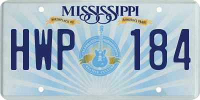 MS license plate HWP184
