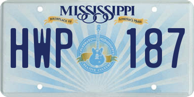 MS license plate HWP187