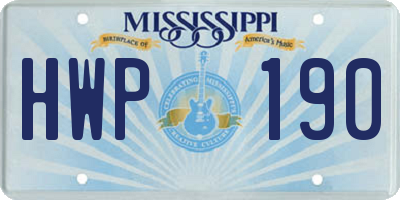 MS license plate HWP190