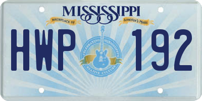 MS license plate HWP192