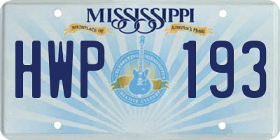 MS license plate HWP193
