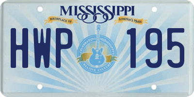 MS license plate HWP195