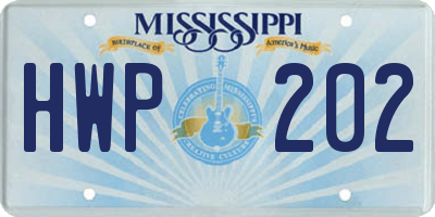 MS license plate HWP202