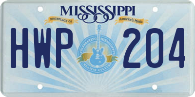 MS license plate HWP204