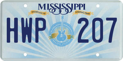 MS license plate HWP207