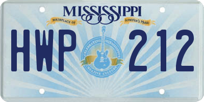MS license plate HWP212