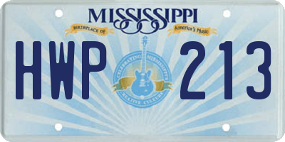 MS license plate HWP213