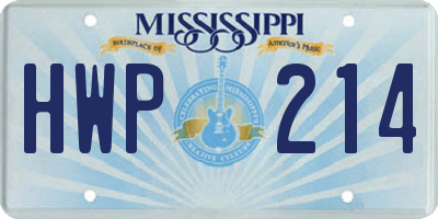 MS license plate HWP214