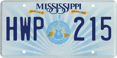 MS license plate HWP215