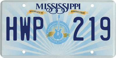 MS license plate HWP219