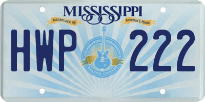 MS license plate HWP222