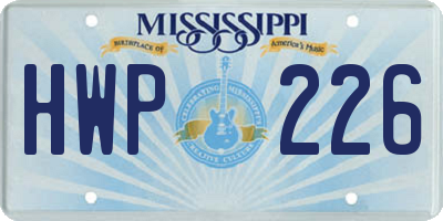 MS license plate HWP226