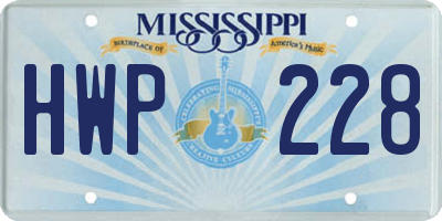 MS license plate HWP228