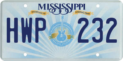 MS license plate HWP232