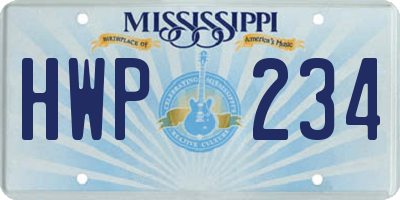MS license plate HWP234