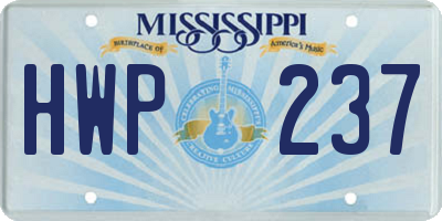 MS license plate HWP237