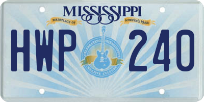 MS license plate HWP240