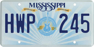 MS license plate HWP245