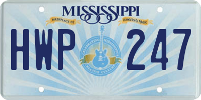 MS license plate HWP247