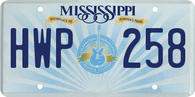 MS license plate HWP258