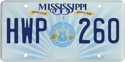MS license plate HWP260