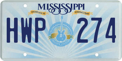 MS license plate HWP274