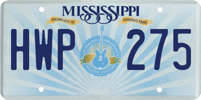 MS license plate HWP275