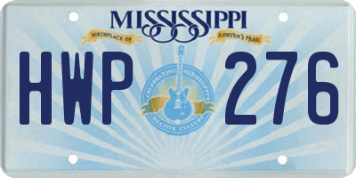 MS license plate HWP276