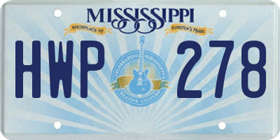 MS license plate HWP278