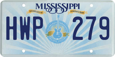 MS license plate HWP279