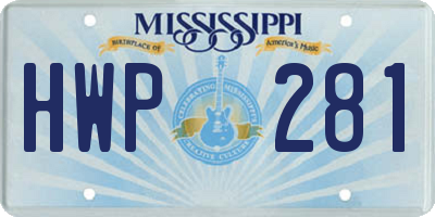 MS license plate HWP281