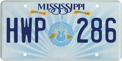 MS license plate HWP286