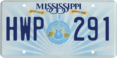 MS license plate HWP291