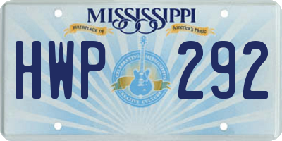 MS license plate HWP292