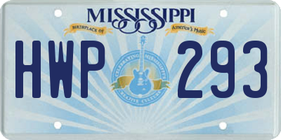 MS license plate HWP293