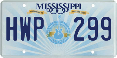 MS license plate HWP299